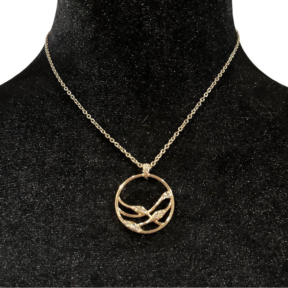 Avon NRT Necklace Organic Style Rhinestone Inlay Gold Tone 2013